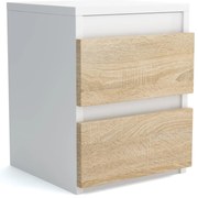 VIKI komoda s 2 zásuvkami Biely/Sonoma dub