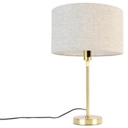 Stolná lampa zlatá nastaviteľná so svetlosivým tienidlom 35 cm - Parte