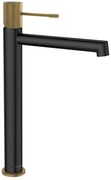 Sapho Sapho, SOLARIS stojanková umývadlová batéria bez výpuste, vysoká, čierna/zlatá matná, WD006G
