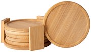 Sada bambusových podložiek pod poháre EMERALD – 6 kusov so stojanom