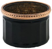 Čierno-medený sklenený svietnik na čajovku - Ø 8*6 cm