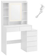 Toaletní stolek Vasagle Ginny 97 cm s LED osvětlením bílý