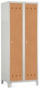 Kovová šatníková skrinka s drevenými dverami, 80 x 50 x 190 cm, pevné nohy, cylindrický zámok, buk