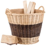 Kôš na drevo prútený provence s jutou Ramo VI.priemer 60(cm) x v. 42/48(cm)