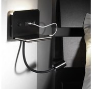 ONLI - LED Flexibilná lampička s policou a USB nabíjaním PLAK LED/1W/230V čierna