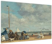 Obraz - Eugène Boudin, Beach at Trouville, reprodukcia (90x60 cm)