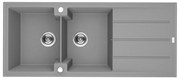 Laveo Canaria, 2-komorový granitový drez 1160x500x207 mm, šedá, LAV-SPC_521T