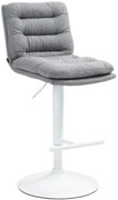 Barová stolička Damar - látka, biely rám - šedá