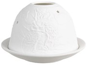 Biely porcelánový svietnik na čajovú sviečku so sovami Paollo - Ø 12 * 8 cm