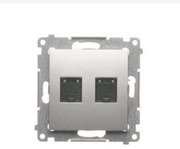 D62/43 Dvojitá počítačová zásuvka RJ45 strieborný mat
