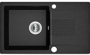 Laveo Celia, 1-komorový granitový drez 760x440x185 mm s dlhým odkvapkávačom, čierna, LAV-SBC_711T
