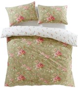 Bielo-zelené obliečky na jednolôžko 135x200 cm Penelope Floral – Catherine Lansfield