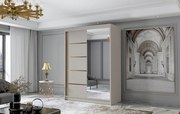 Šatníková skriňa so zrkadlom MILINA - 120 cm, kašmír