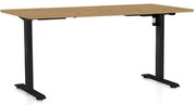 Výškovo nastaviteľný stôl OfficeTech A, 160 x 80 cm, čierna podnož, dub kamenný