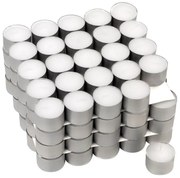 Biele čajové sviečky, bez parfumu, biele 100 ks, 8 hod horí