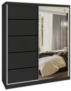 Šatníková skriňa SERENITY 158 cm čierny mat MBP SERENITY SZP7/0/B/B/0/HIAL
