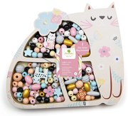 Drevené pastelové koráliky - Mačka