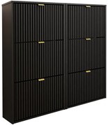 Skrinka na topánky Laro II Stojaci Čierna/Čierna/ Zlatý