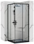 Rea Punto, sprchovací kút 80x80x190 cm, 5mm číre sklo, čierny profil + čierna sprchová vanička Savoy, KPL-K1013