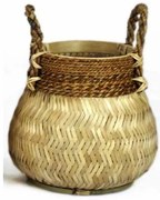 Prírodný bambusový košík s ušami Valen - ø34 * 24 cm
