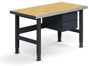 Dielenský stôl TRUST, 2 zásuvky, 1500x760mm, 600 kg, povrch z dubového dreva