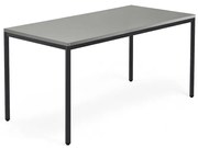 Rokovací stôl QBUS, 1600x800 mm, so 4 nohami, čierny rám, svetlošedá