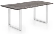 furniture-nabytek.cz - Masívny jedálenský stôl Bullwer z akácie a kovu, šedo-biely, lakovaný – 140×90 cm