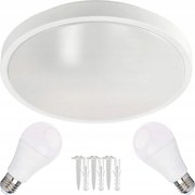 BERGE Okrúhle biele prisadené stropné svietidlo N/T 2x E27 + 2x LED žiarovka