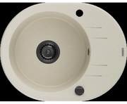 Mexen Kevin granitový jednokomorový drez s odkvapkávačom 586 x 458 mm, Béžová, Sifón Čierna - 6517581005-69-B