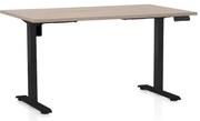 Výškovo nastaviteľný stôl OfficeTech B, 120 x 80 cm, čierna podnož, dub