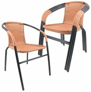 Sada 4 bistro stoličiek, polyratan a oceľ, tmavosivý rám/prírodný ratan D104275