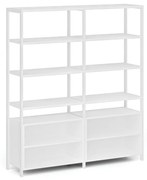 Dvojitá policová stena HOME OFFICE s policovou skrinkou, biela