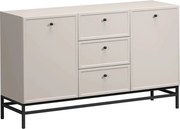 Komoda Lorini 150 cm so zásuvkami - kašmír / čierne úchytky / kovový rám