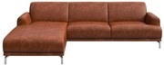 Červenohnedá kožená rohová pohovka MESONICA Puzo, ľavý roh