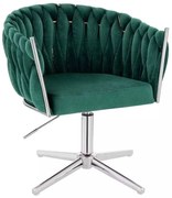 LuxuryForm DESIGN Stolička NORDEN VELUR na striebornom kríži - zelená