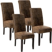 tectake 403500 4 jedálenské stoličky ergonomické, masívne drevo - vintage hnedá