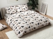 Obliečky z Renforcé bavlny PATTERNED CATS béžové Rozmer obliečky: 2 ks 70 x 90 cm | 200 x 220 cm