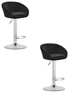 Set dvoch barových stoličiek EAST zamatové čierne (chrómová noha) 2 ks