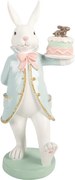 Dekorácia králik v modrom obleku a tortička - 13*11*28 cm