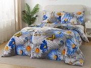 XPOSE® Bavlnené obliečky KARLA na dve postele - modré/sivé