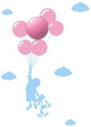 Detské nástenné svietidlo Balloons, 1x ružové plastové tienidlo, bl