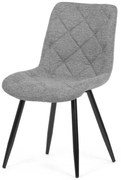 Židle jídelní, stříbrná látka, nohy černý kov