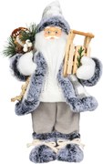 Dekorácia MagicHome Vianoce, Santa so sánkami, biely-šedý, 45 cm (45 cm)