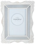 Biely fotorámček s patinou a zrkadlami - 17 * 2 * 22 cm / 10 * 15 cm