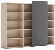 PLAN Skriňa vysoká otvorená dlhá BLOCK Wood, grafitová