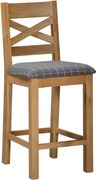 Barová stolička z masívu s textilným sedákom, 47x58x108 cm