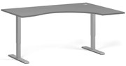 Ergonomický výškovo nastaviteľný stôl, 160x120 cm, 2 motory, L/P, sivá podnož, grafit