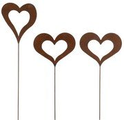 3 ks dekoratívnych zápichov v tvare srdca - 21 * 0,5 * 70 cm