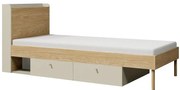 Posteľ Yuki 13 P/L Sivá Béžová/Olejovaný Dub