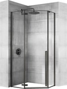 Päťuholníkový sprchovací kút REA DIAMOND 90x90 cm, čierny matný/transparent - bez vaničky